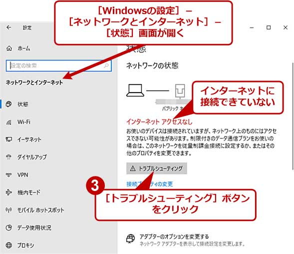 ネットワーク接続の問題