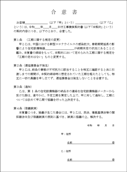 契約内容の変更
