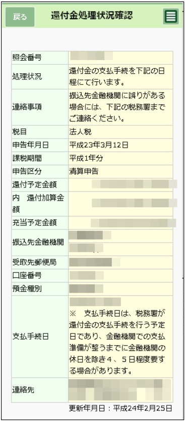 確定申告による還付金の受領