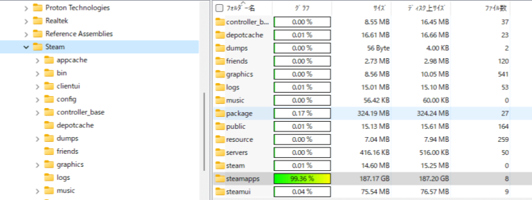 ダウンロード容量とストレージの管理